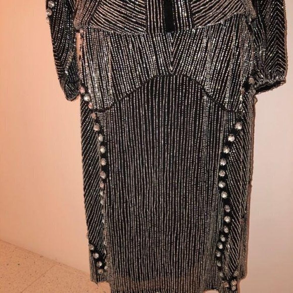 Skirt Set Womens Size Small S Vintage Beaded High Quality Elastic Waist Black - Picture 3 of 16